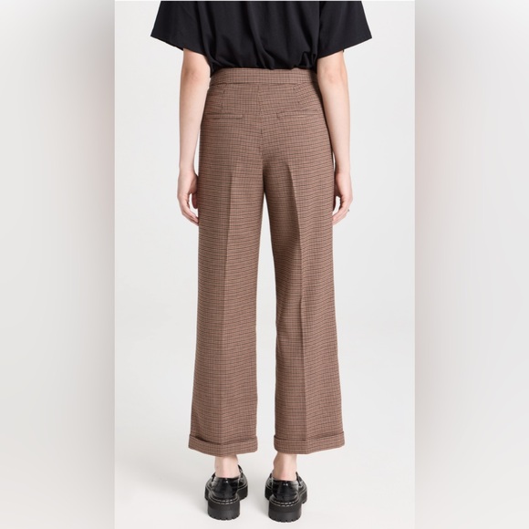 PAIGE Brown Houndstooth High Waist Wide Leg Pants Size 10 NWOT - Picture 2 of 10